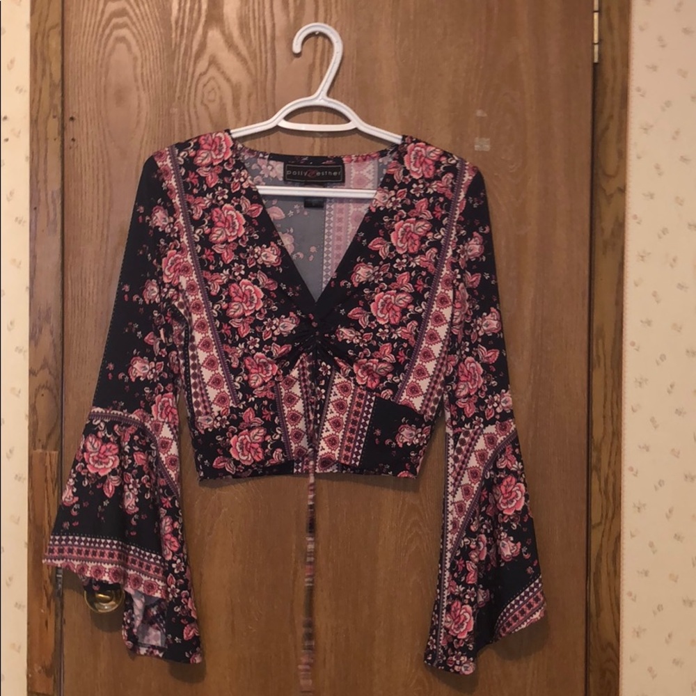 floral bell sleeve top